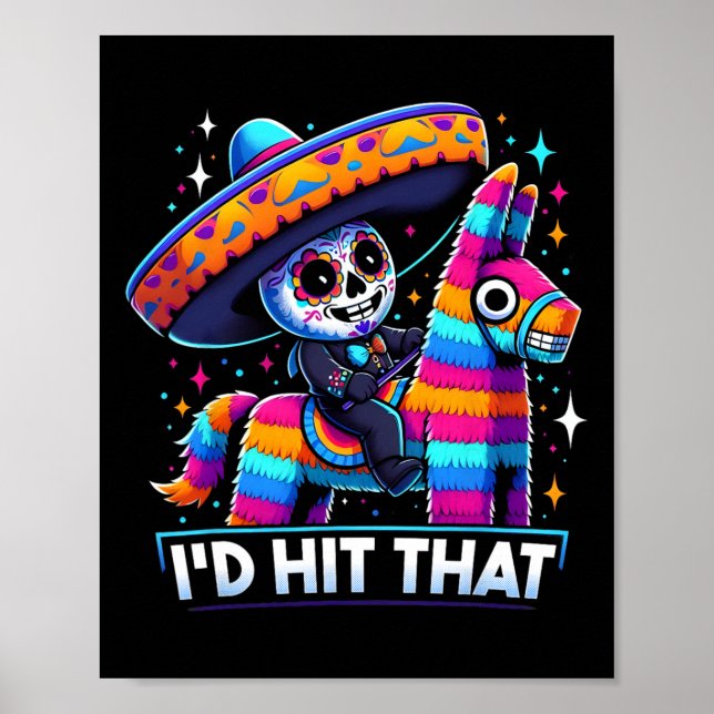 Affiche Drôle Parti Mexicain Pinatas Je frappais ce Cinco  (Devant)