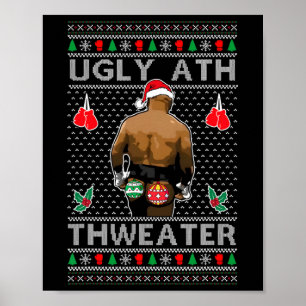 Affiche Drôle Père Noël Boxe laide Ath Sweater Joyeux Chri