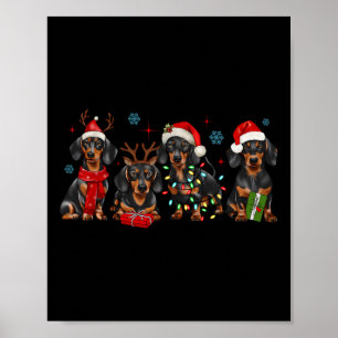 Affiche Drôle Père Noël Dachshund Noël Dachshund Chien Amo