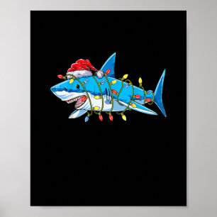 Affiche Drôle Père Noël Jaws Shark lumières de Noël Joyeux