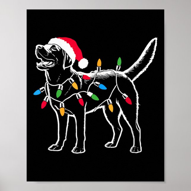 Affiche Drôle Père Noël Labrador Retriever Les lumières de (Devant)