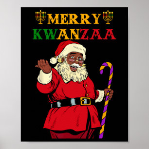Affiche Drôle Père Noël Merry Kwanzaa Vacances afro-améric