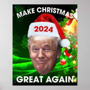 Affiche Drôle Père Noël Trump 2024 Rendre Noël super