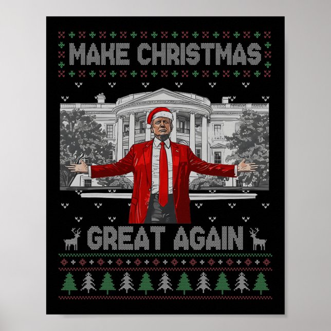 Affiche Drôle Père Noël Trump Rendre sa grandeur à Noël (Devant)