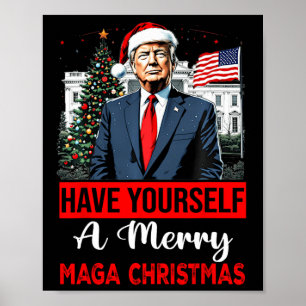 Affiche Drôle Père Noël Trump S'Est Joyeux Noël