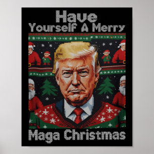 Affiche Drôle Père Noël Trump S'Est Joyeux Noël