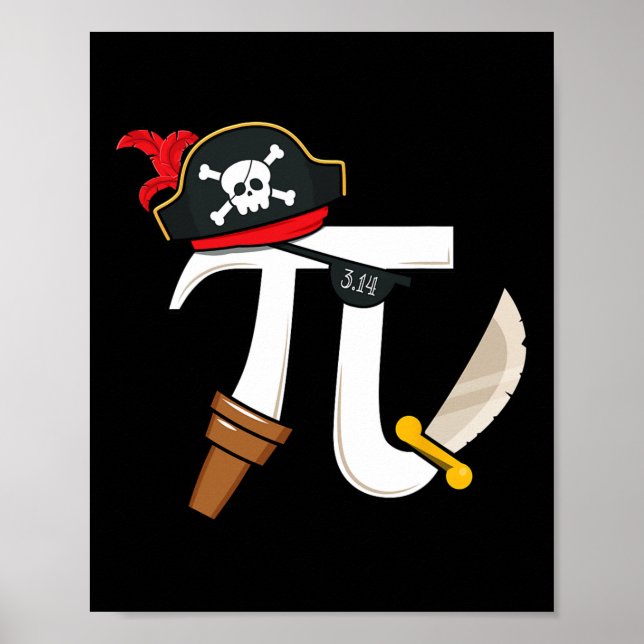 Affiche Drôle Pi Rate Pirate Pi Day Garçons Filles Science (Devant)