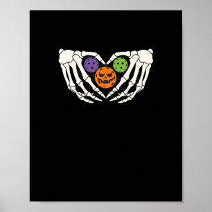 Affiche Drôle Pickle Halloween Squelette Mains Coeur Pumpk