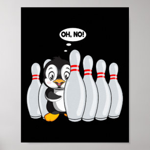 Affiche Drôle Pin De Bowling Cute Penguin Pour Bowling Lov
