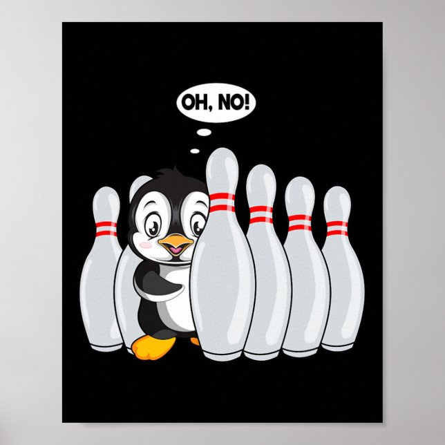 Affiche Drôle Pin De Bowling Cute Penguin Pour Bowling Lov (Devant)