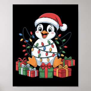 Affiche Drôle Pingouin Santa Hat Animaux Amateurs Laid Chr