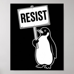 Affiche Drôle Pingouin Vintage Résiste Cool Pingouins Rési