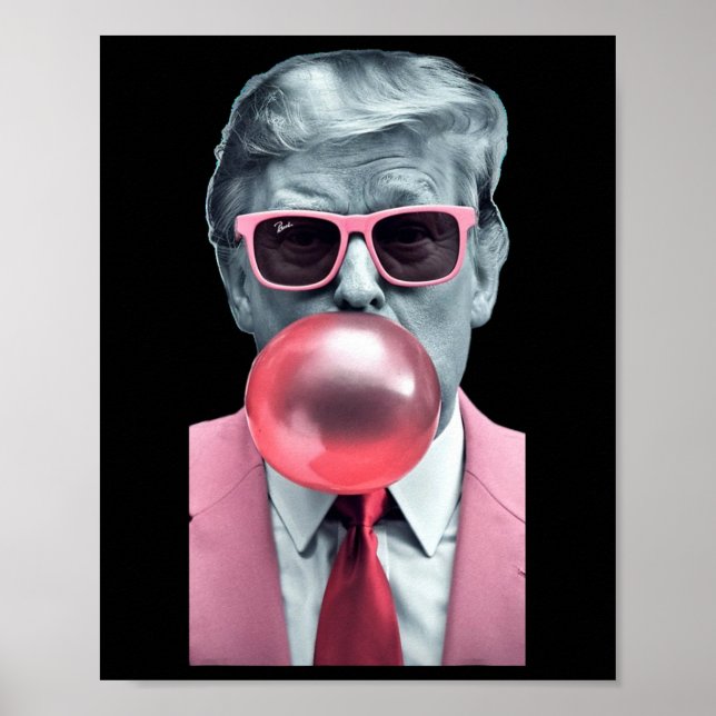 Affiche Drôle Pink Trump bulle Gum Yum Tee (Devant)