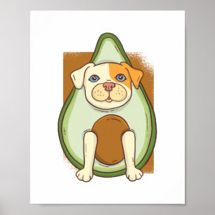 Affiche Drôle PITBULL AVOCADO Cartoon Enfants Ados Adultes