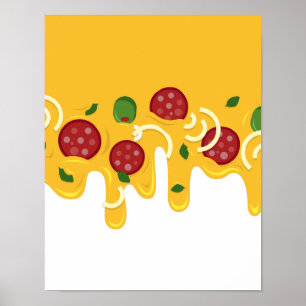Affiche Drôle Pizza au Fromage Rétro Coulant Keto Fête