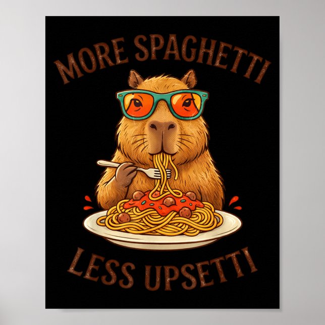 Affiche Drôle Plus de Spaghetti Moins de Capybara Upsetti (Devant)