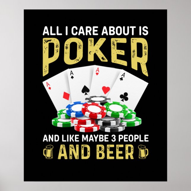 Affiche Drôle poker gens bière mot art (Devant)