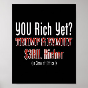 Affiche Drôle Politique Corrompu Trump S'enrichit Au Burea