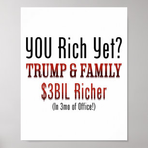 Affiche Drôle Politique Corrompu Trump S'enrichit Au Burea