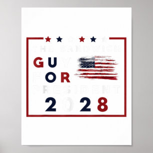 Affiche Drôle politique Le type sandwich pour le président