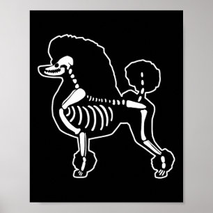 Affiche Drôle Poodle Chien Squelette Halloween Doodle Chie