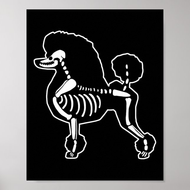 Affiche Drôle Poodle Chien Squelette Halloween Doodle Chie (Devant)
