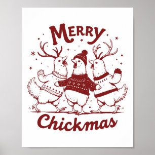 Affiche Drôle Poulet de Noël ferme animal mignonne Noël Me