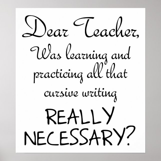Affiche drôle pour pratiquer l'écriture cursive (Devant)