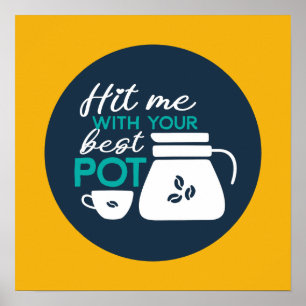 Affiche Drôle Pun de café Typographie Art Retro Couleur