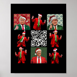 Affiche Drôle Qr Président Trump Noël Danse Danse M