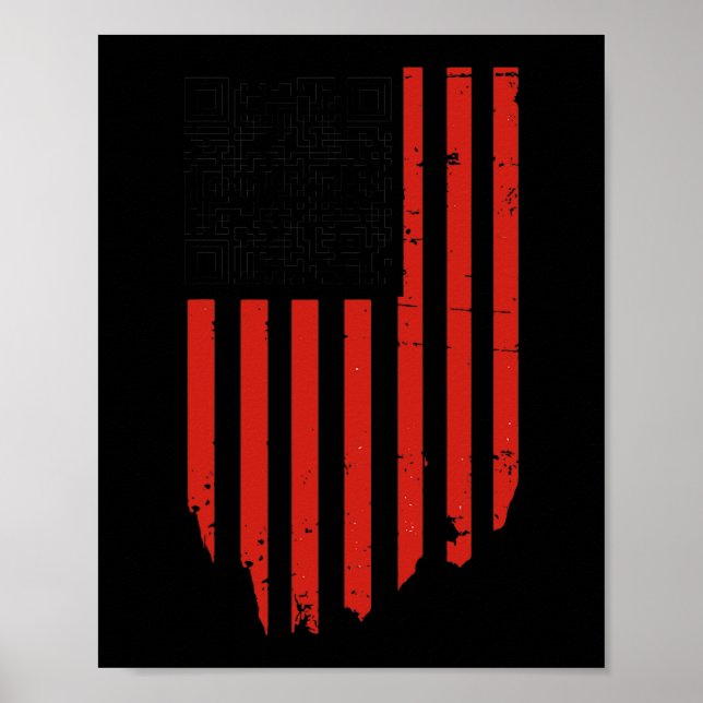 Affiche Drôle Qr Trump Danser Code Danse Rouge Et Blanc (Devant)