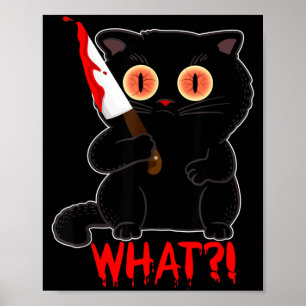 Affiche Drôle Que_ Y Chat De Halloween Noir Poignarde Des