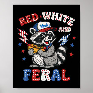 Affiche Drôle Raccoon 4 juillet Patriotique Mignonne Rouge
