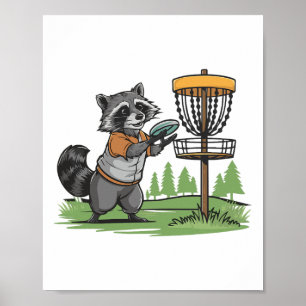 Affiche Drôle Raccoon Jouer Disc Golf Art Pour Hommes Femm
