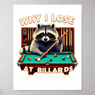 Affiche Drôle Raccoon Pourquoi Je Perds À Billiards Joueur