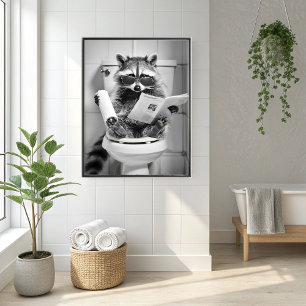 Affiche Drôle Raccoon Salle de bain Humoristique Animal Wa