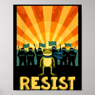Affiche Drôle Résister Grenouille de Portland Manifestatio