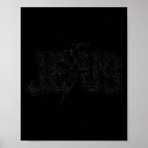 Affiche Drôle Rétro Groovy Carreaux Jésus Éclair 