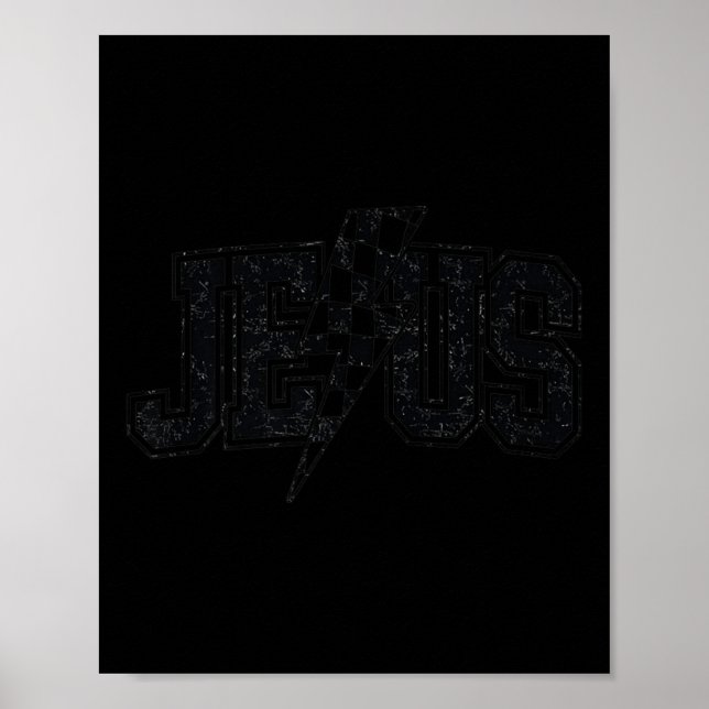 Affiche Drôle Rétro Groovy Carreaux Jésus Éclair  (Devant)