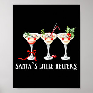 Affiche Drôle Rétro Le Petit Aide du Père Noël Martini Joy