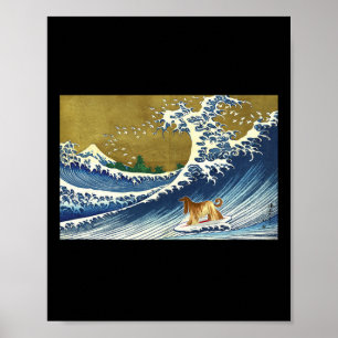 Affiche Drôle Rétro Vintage Surfant Une Vague Afghan Hound