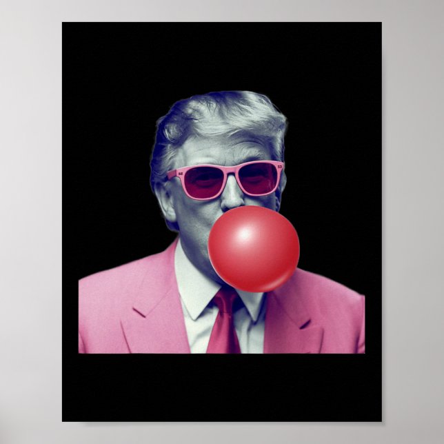 Affiche Drôle Rose Donald Trump Bubble Gum Yum Tee  (Devant)