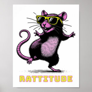 Affiche Drôle rose Rat Mème Rattitude rose Rat Sungles Dan
