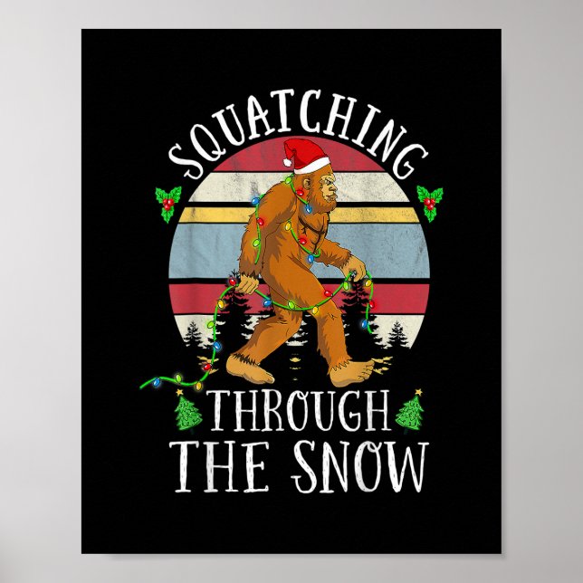 Affiche Drôle Sasquatch Noël Squatching Bigfoot Xmas (Devant)