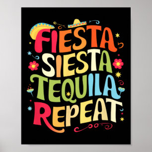 Affiche Drôle Sayes Fiesta Siesta Répéter Cinco De Mayo