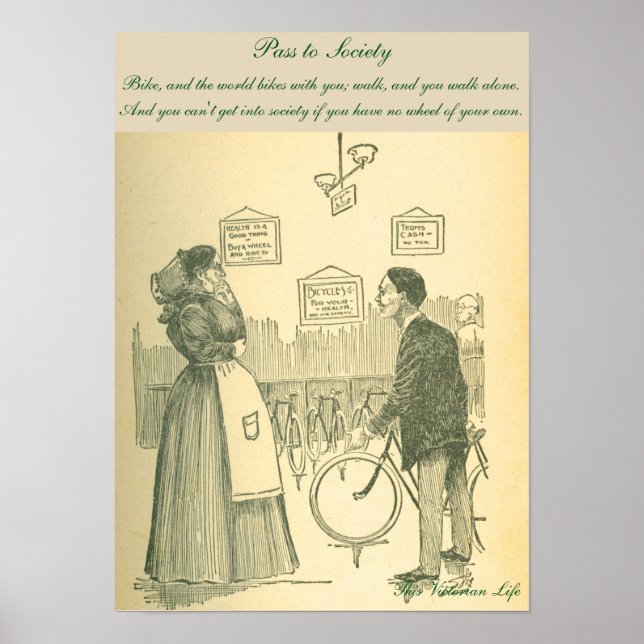 Affiche Drôle scène cycliste victorienne (Devant)