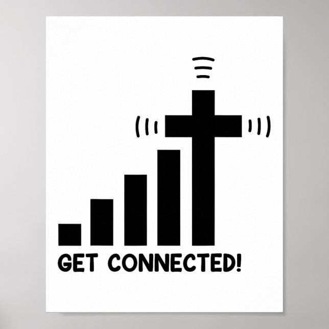 Affiche Drôle Se connecter Jésus Christ Foi chrétienne I (Devant)