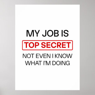 Affiche Drôle Secret Job Mug - "Mon Travail Est Très Secre