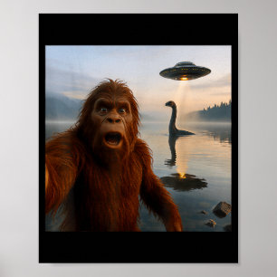 Affiche Drôle Selfie de Bigfoot Avec le Monstre du Loch Ne