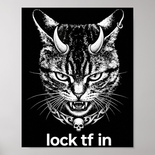Affiche Drôle serrure tf dans chat graphique motivationnel (Devant)